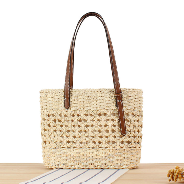 Handbag Made of Handwoven Braid with Sturdy Leather Handles Stornfield