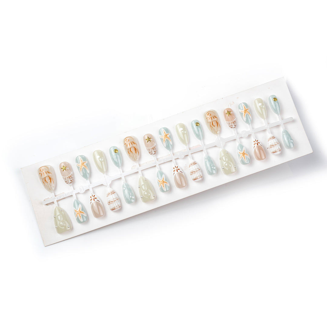 Coastal-Inspired Decorative Press-On Nail Art Set Stornfield