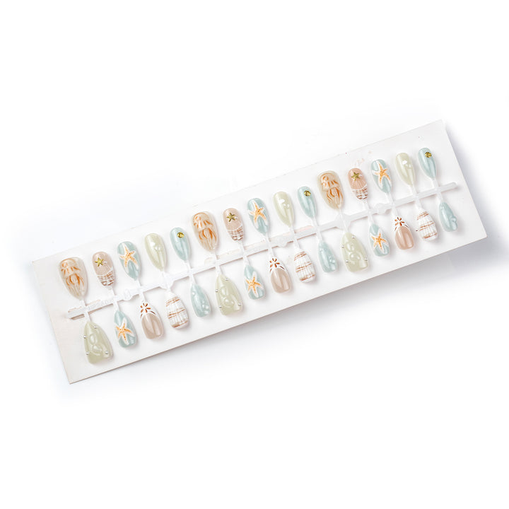 Coastal-Inspired Decorative Press-On Nail Art Set Stornfield