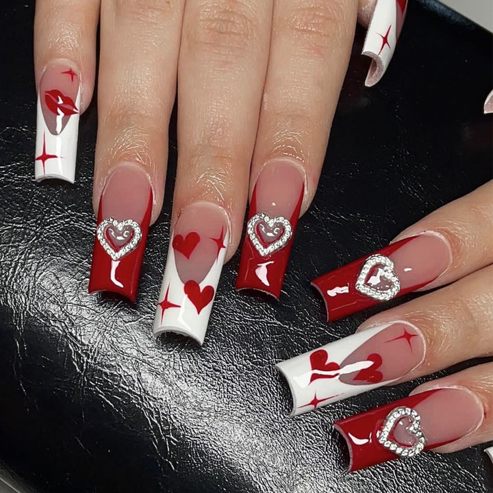 Heart-Design Acrylic Nail Art Extensions Stornfield