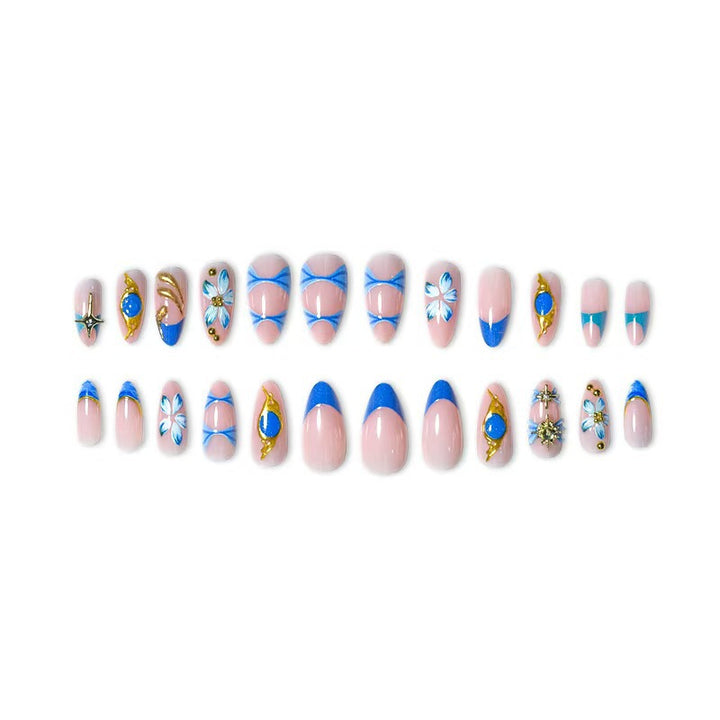 Artistic Gold and Floral Press-On Nail Set Stornfield