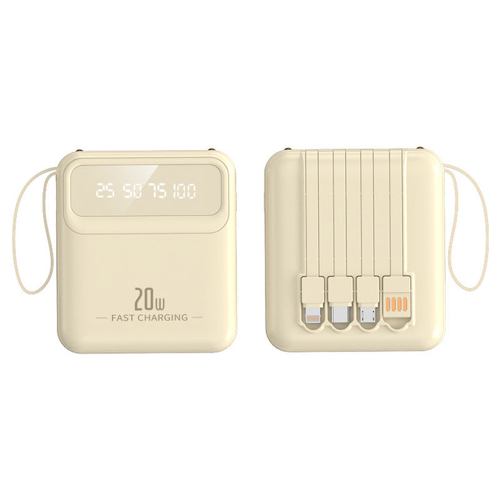 Portable power bank with integrated charging cables and digital capacity display Stornfield