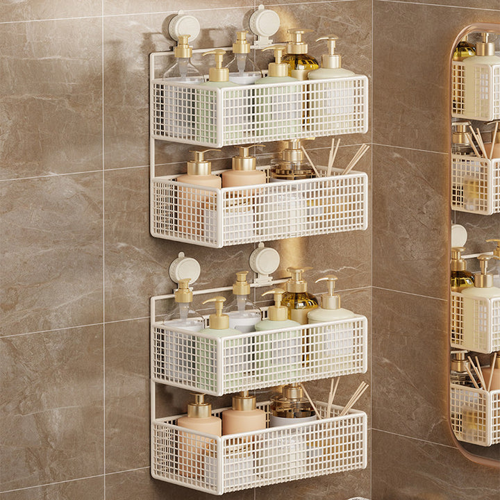 Suction-Mounted Double Mesh Shower Caddy Organizer