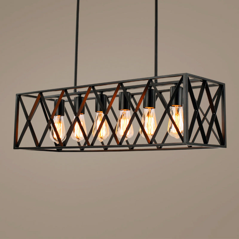 Industrial-Style Rectangular Pendant Light