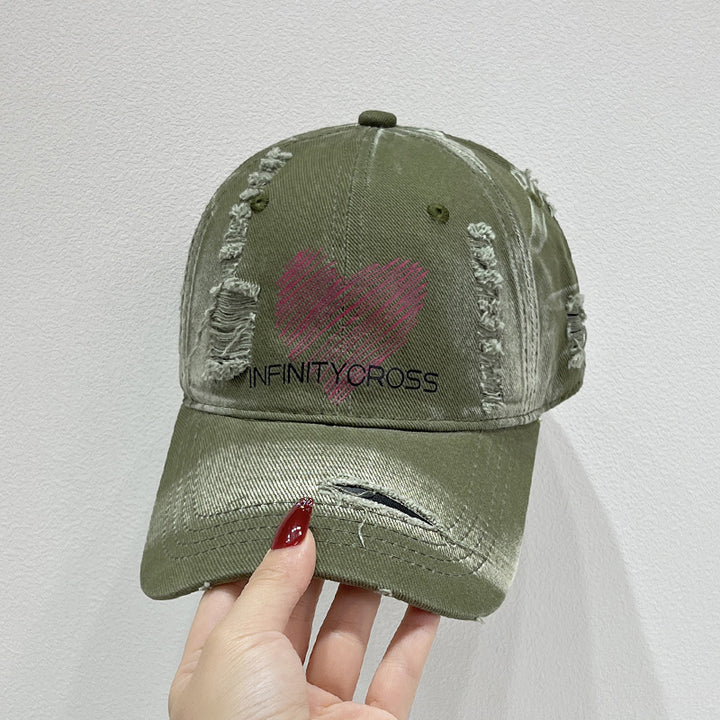 Women's Distressed Heart Embroidered Baseball Cap Stornfield