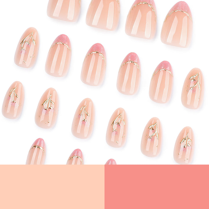 Elegant artificial nails with floral design and glitter Stornfield