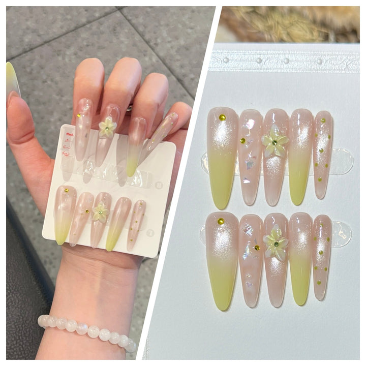 Artistic Stiletto Press-On Nail Set with Charming Patterns Stornfield