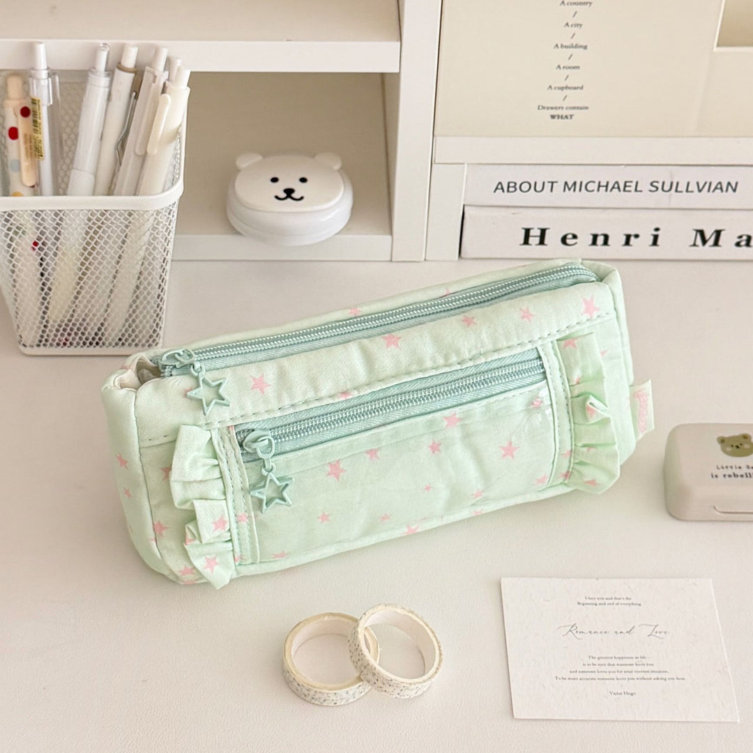 Star-Patterned Transparent Pencil Case