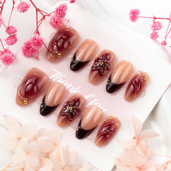 3D Floral Detailed Press-On Nails Stornfield