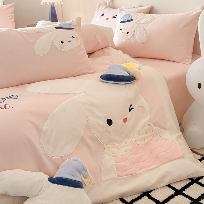 Children's Appliqué Bunny Cotton Duvet Cover Set