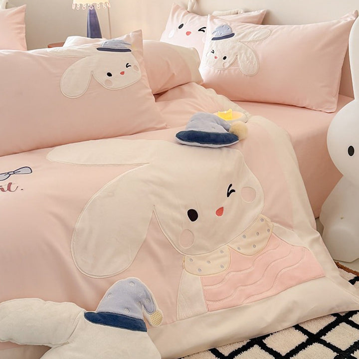Children's Appliqué Bunny Cotton Duvet Cover Set