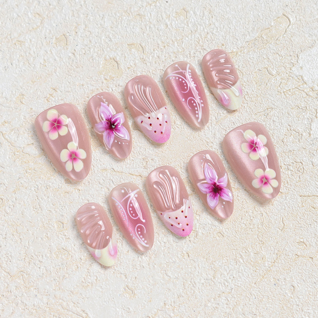 Artistic Floral Design Press-On Nail Set Stornfield