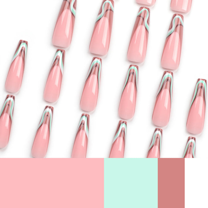 Artful acrylic nails with elegant wave design Stornfield