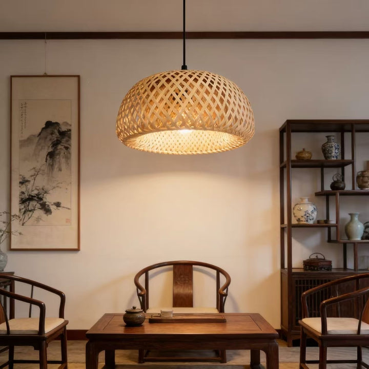 Elegant Woven Bamboo Pendant Light