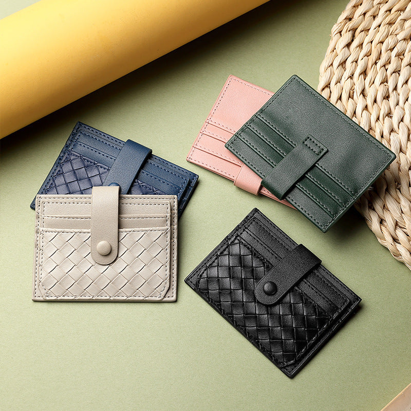 Woven Leather Credit Card Holder