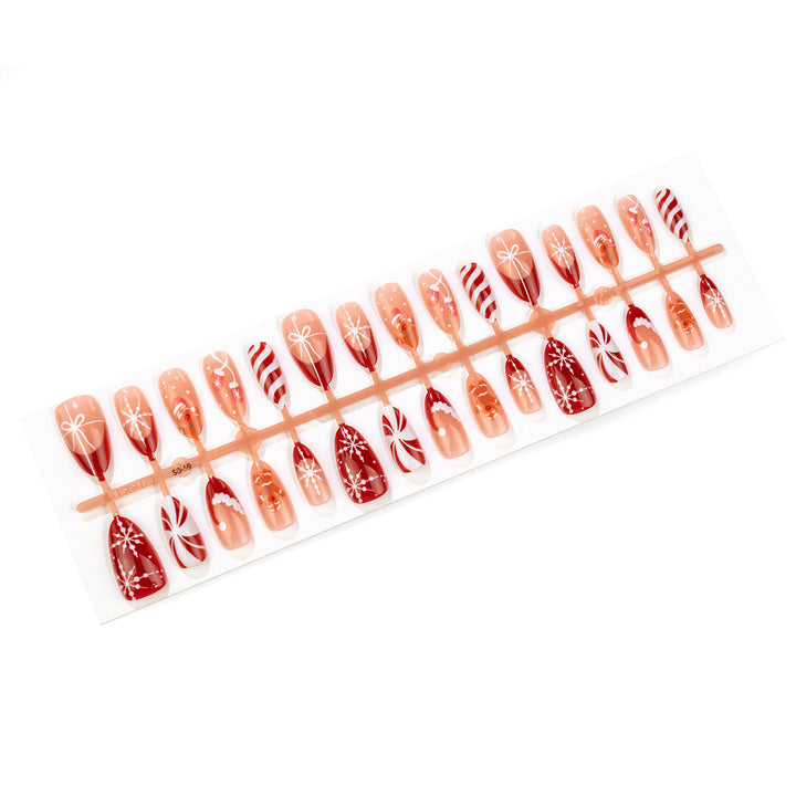 Festive Gingerbread and Holiday-Themed Press-On Nail Art Set Stornfield