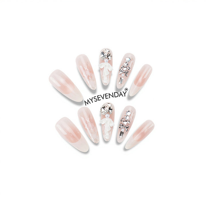 Decorative Press-On Nail Set with Star and Bow Designs Stornfield