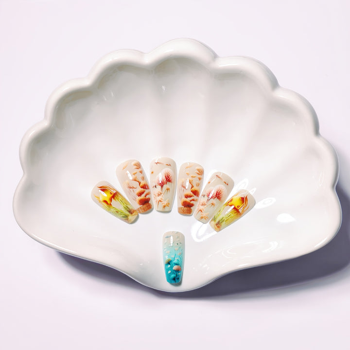 Artificial nails with maritime underwater motif Stornfield