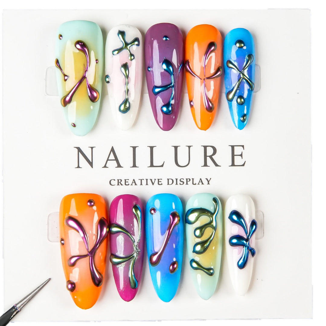 Artistic Press-On Nail Set with Unique Design