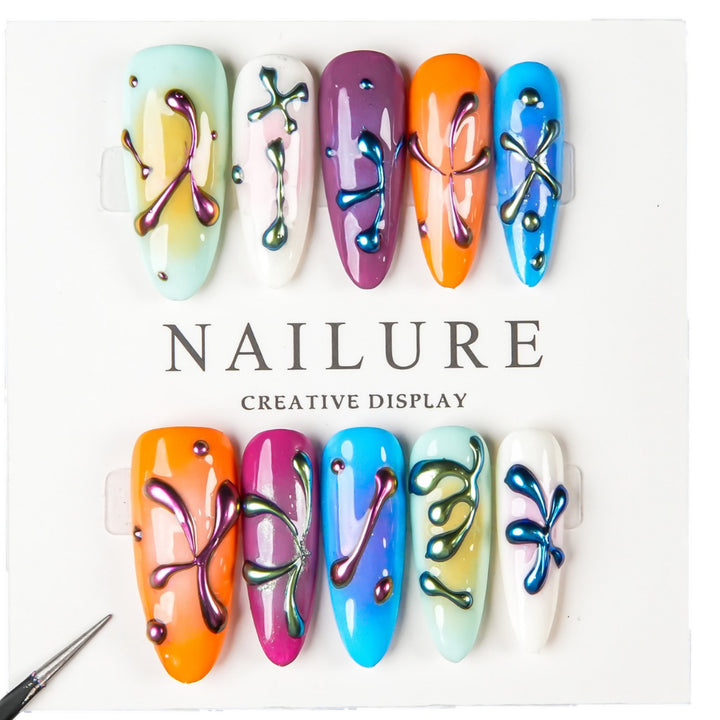 Artistic Press-On Nail Set with Unique Design
