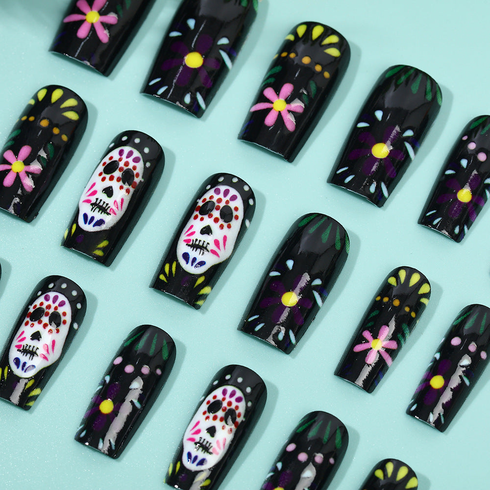 Creative artificial nails with sugar skull design Stornfield