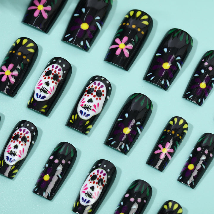 Creative artificial nails with sugar skull design Stornfield