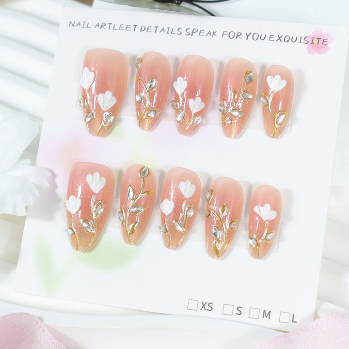 Elegant artificial nails with floral decorations Stornfield