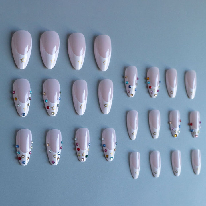 Elegant Stiletto Nail Art Set with Rhinestone Accents