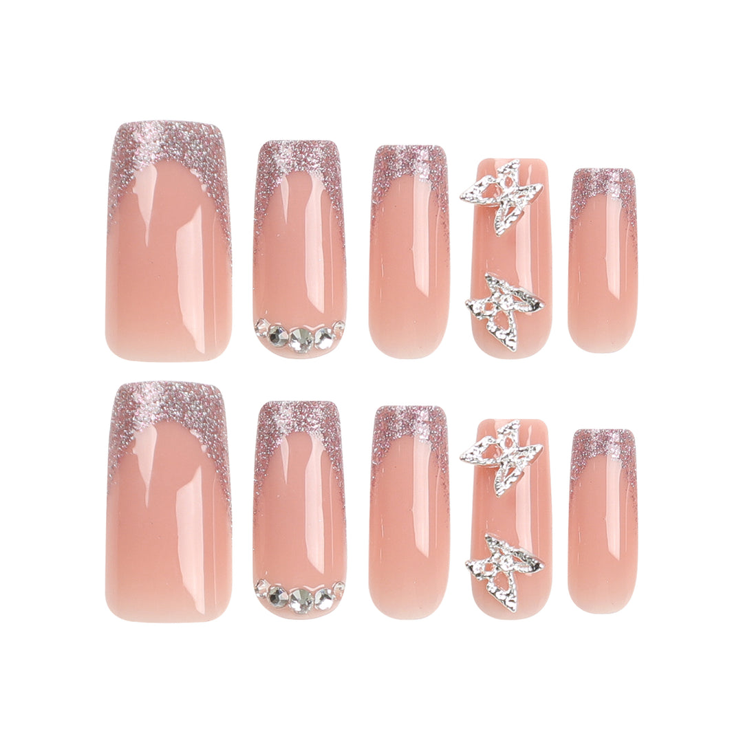 Artful Nail Extensions with Glitter and Decorative Accents Stornfield