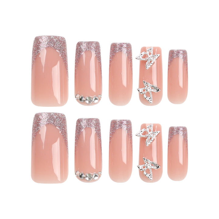 Artful Nail Extensions with Glitter and Decorative Accents Stornfield