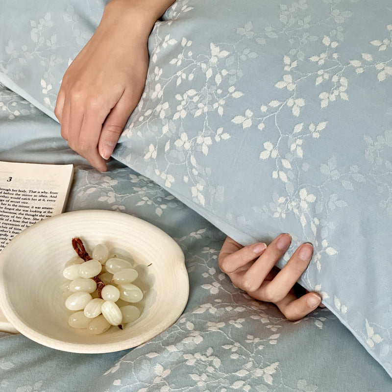 Lightweight Cotton-Sateen Botanical Duvet Cover Set with Hidden Zipper and Matching Pillow Shams