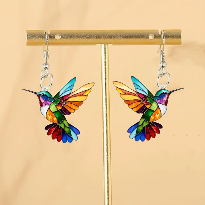 Stornfield | Colorful Hummingbird Earrings – Cheerful Dangle Jewelry with Flying Bird