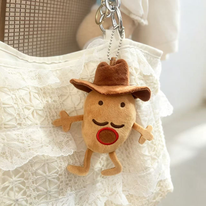 Novelty Cowboy Character Plush Bag Charm Keyring with Metal Ball-Chain and Huggable Body Stornfield