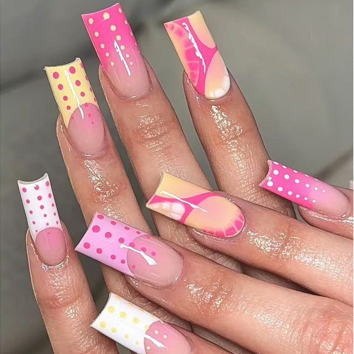 Long Press-On Nail Extensions with Artistic French Tips Stornfield