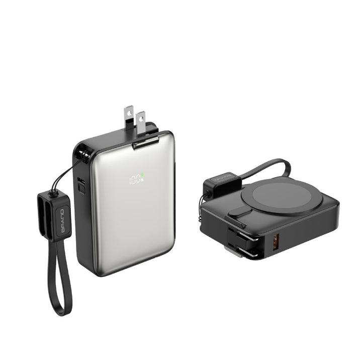 Portable power bank with integrated magnetic charger and smart LED display Stornfield