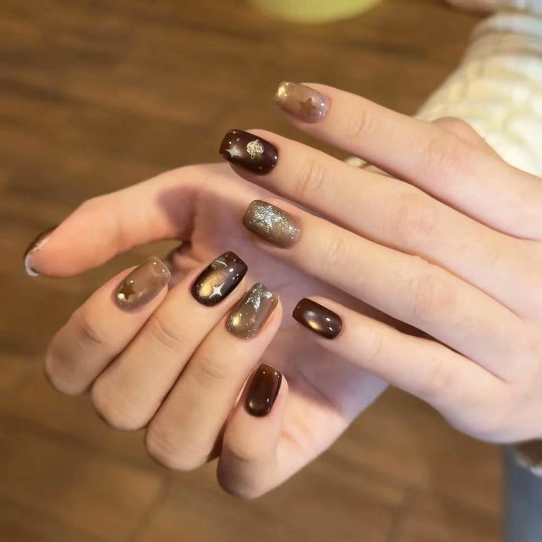 Artistic Space-Themed Press-On Nails