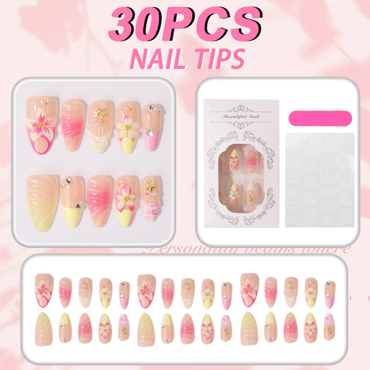 Decorative Floral Press-On Nail Tips Stornfield