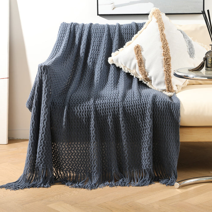Women Luxurious Knit Blanket with Fringes Stornfield