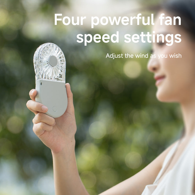 Unisex Portable Rechargeable Handheld Fan with LED Mirror Stornfield