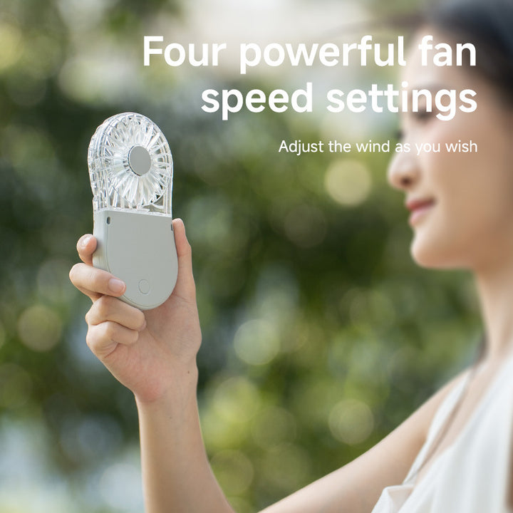 Unisex Portable Rechargeable Handheld Fan with LED Mirror Stornfield