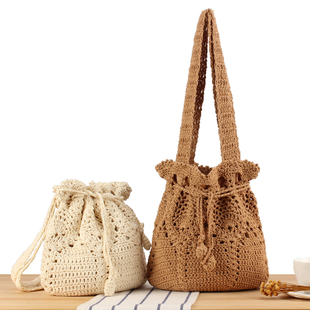 Macrame Shopper Bag with Decorative Drawstring Stornfield