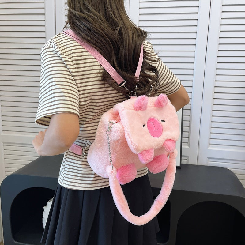 Plush shoulder bag with animal motif and shoulder strap Stornfield