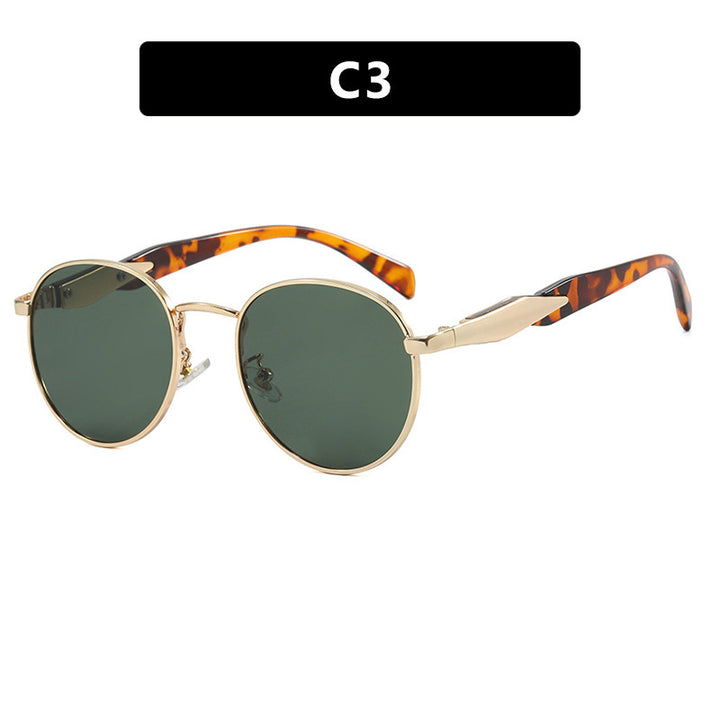 Women's round sunglasses with elegant, golden frame and UV protection Stornfield