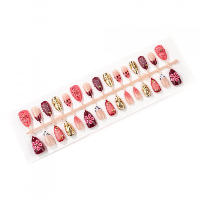 Artistic 3D Floral Decorative Press-On Nails
