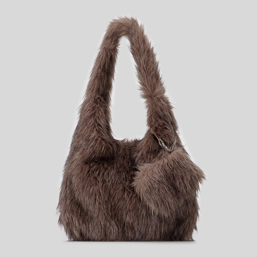 Plush Faux Fur Shoulder Bag