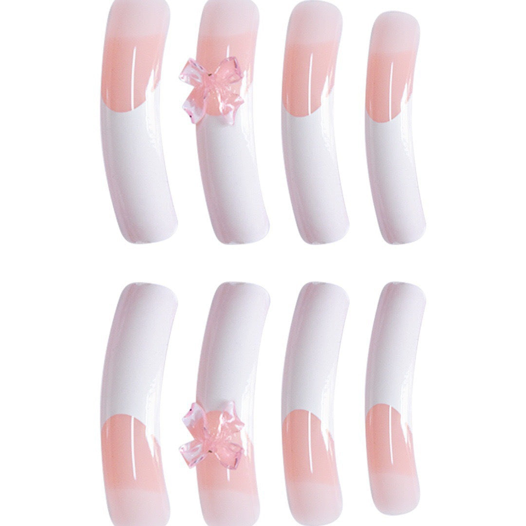 Elegant Bow-Embellished Acrylic Press-On Nails Stornfield