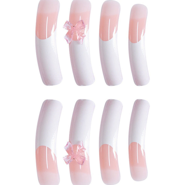 Elegant Bow-Embellished Acrylic Press-On Nails Stornfield