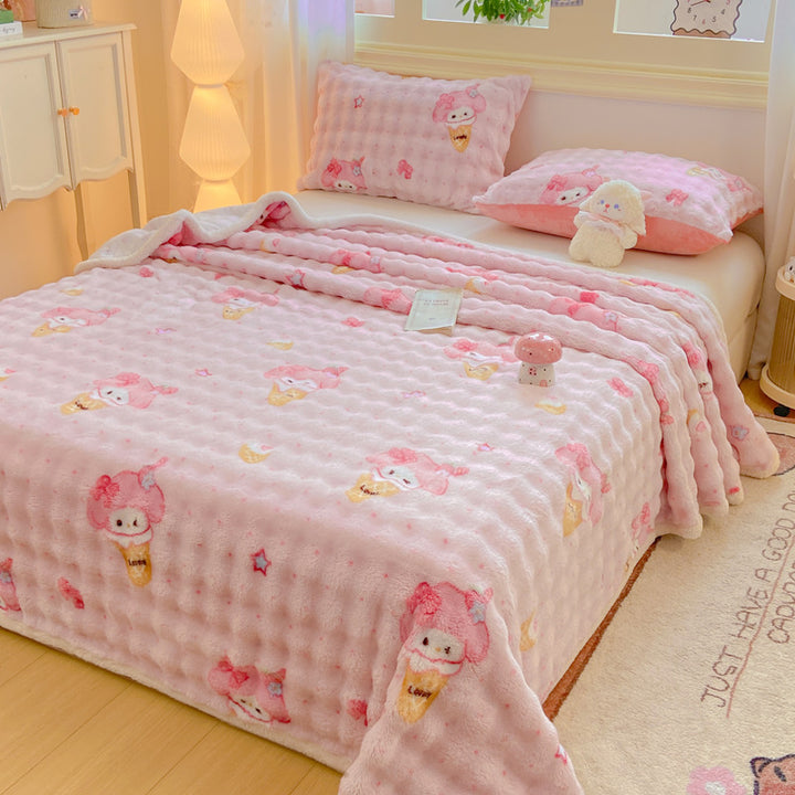 Soft Plush Heart Print Blanket