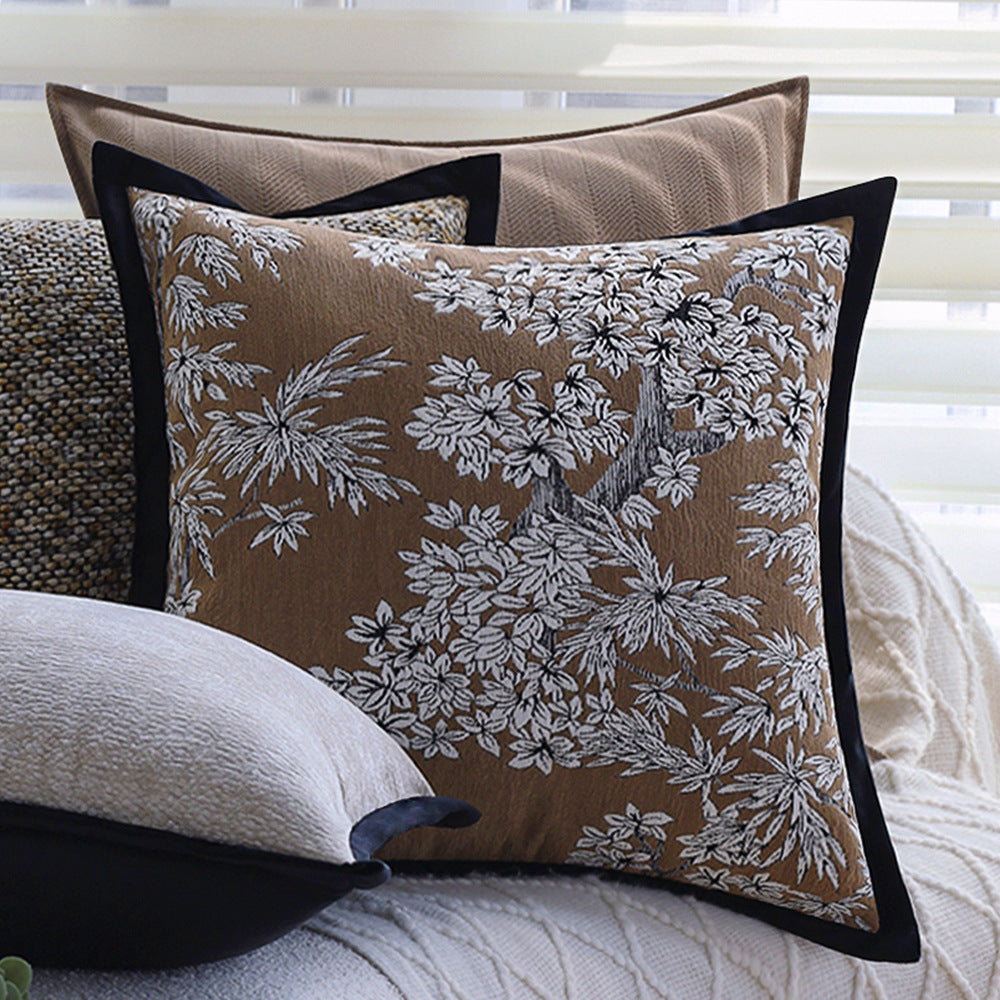 Square decorative pillowcase with grainy texture binding and velvety edged edge Stornfield