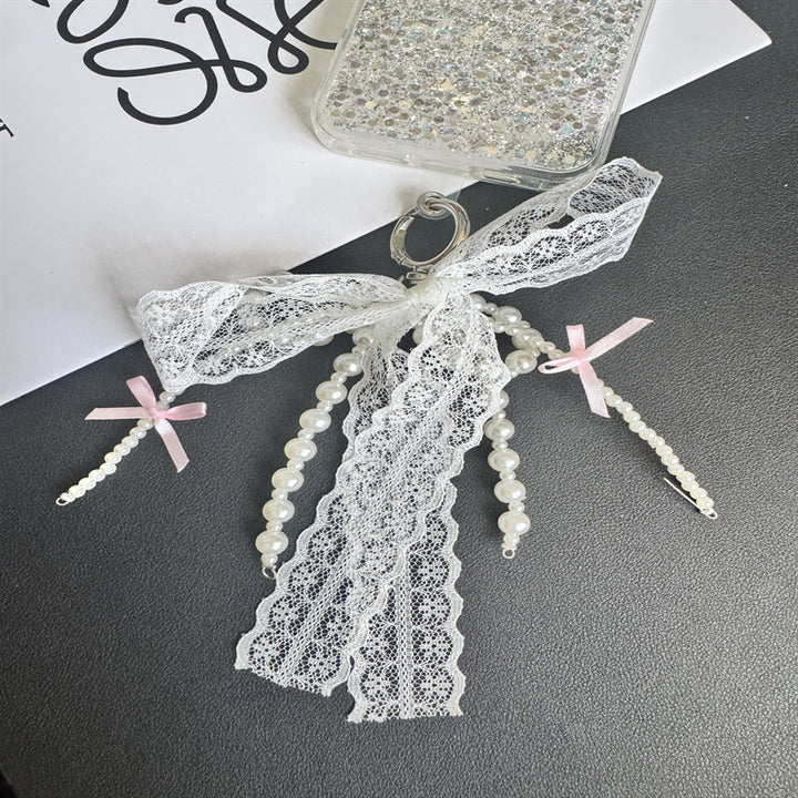 Elegant Lace and Pearl Keychain Stornfield